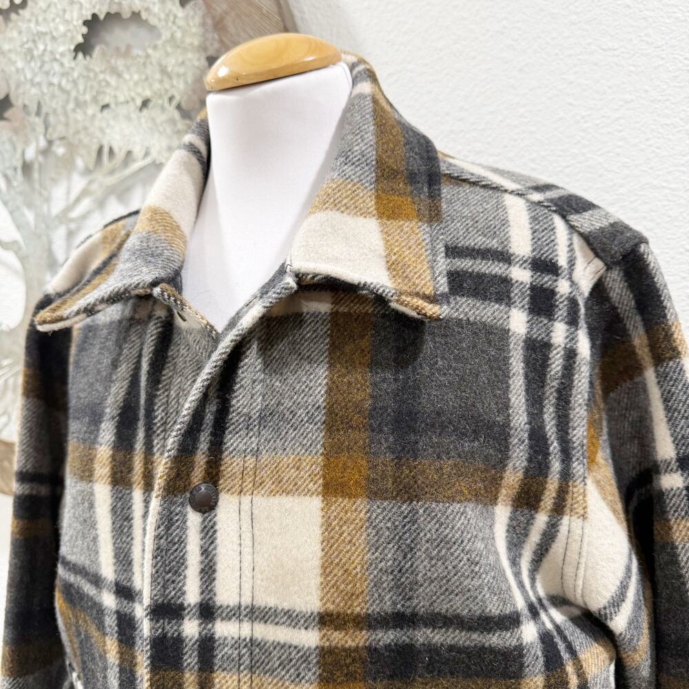 Filson Mackinaw Wool Work Jacket Blue Coal Copper Heather Plaid Medium - Picture 5 of 12